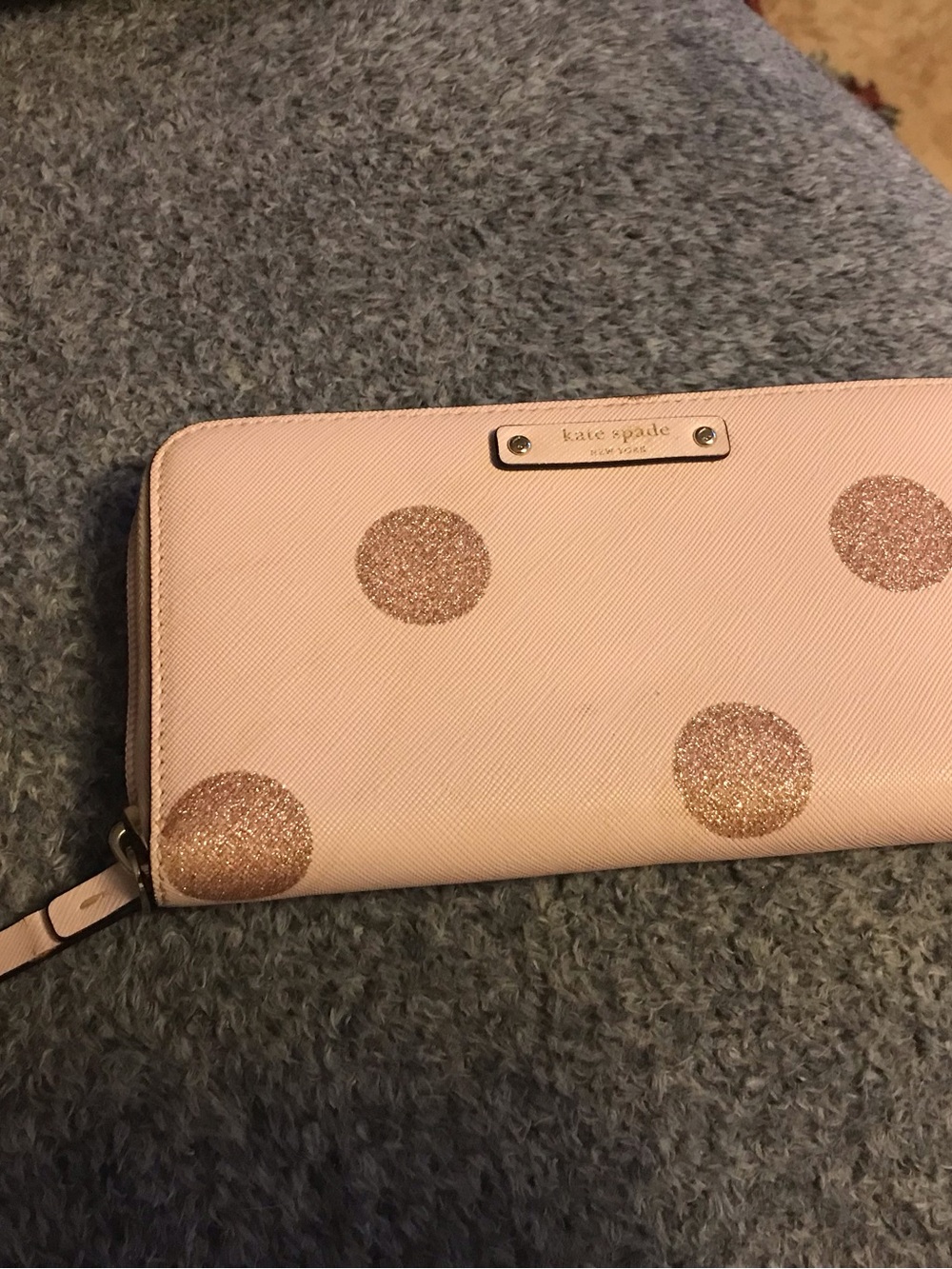 Kate Spade Pink Polka Dot Zip Wallet - Women | Color: Pink